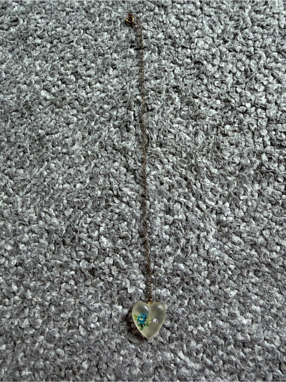 Vintage Frosted Acrylic Heart Pendant Necklace